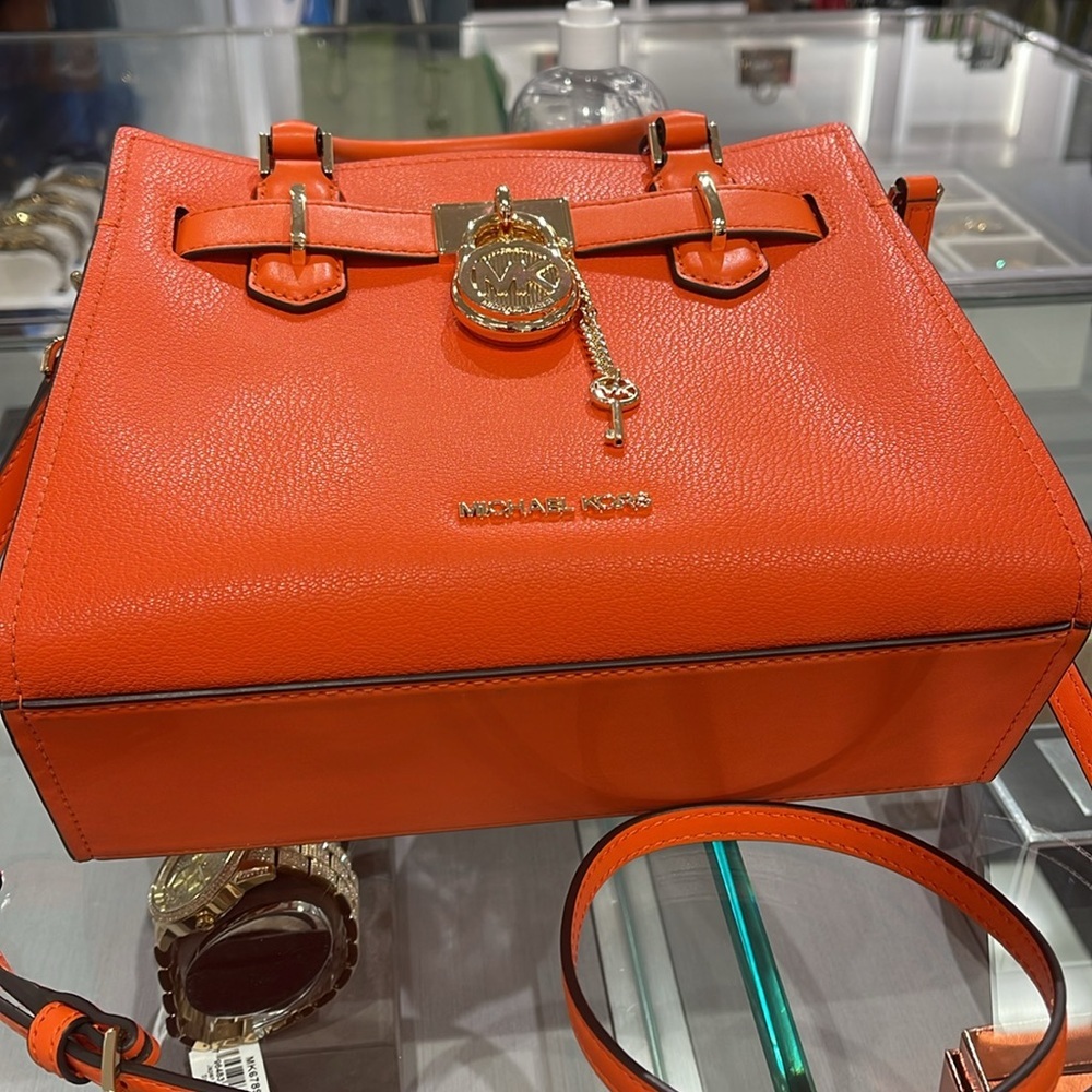 Michael Kors Hamilton Small Satchel Shoulder Crossbody Bag 
Poppy 
NWT - Picture 7 of 16